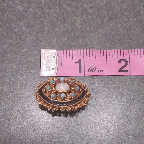 Vintage Florenza Designer Brooch Moonstone and Turquoise - Picture 6 of 6